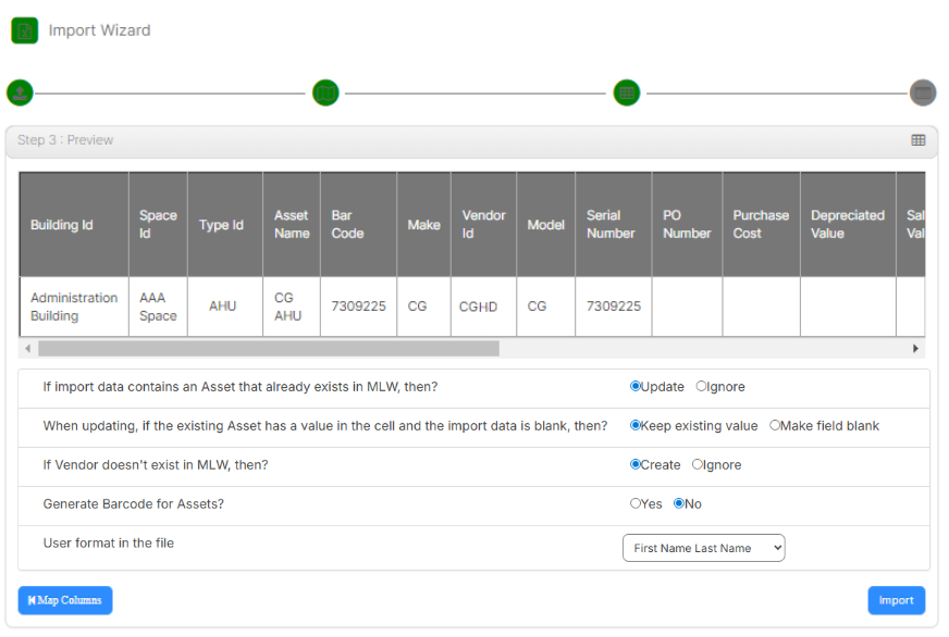 Import assets  preview.